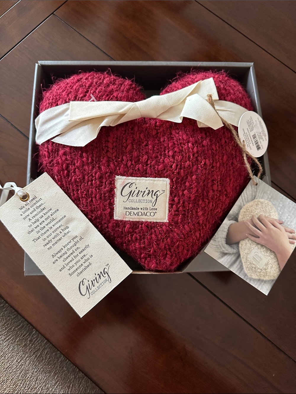 Demdaco Red Heart Pillow heat in microwave for warmth